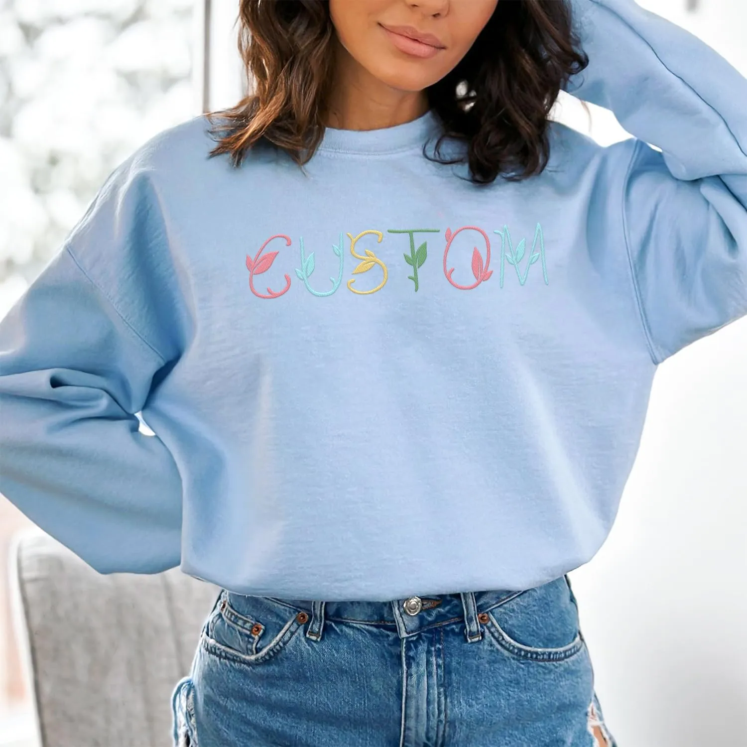 Premium Custom Text Embroidered Hoodie, Oversized Sweatshirts Women, Birthday Gifts Mothers Day- Size S to 4XL