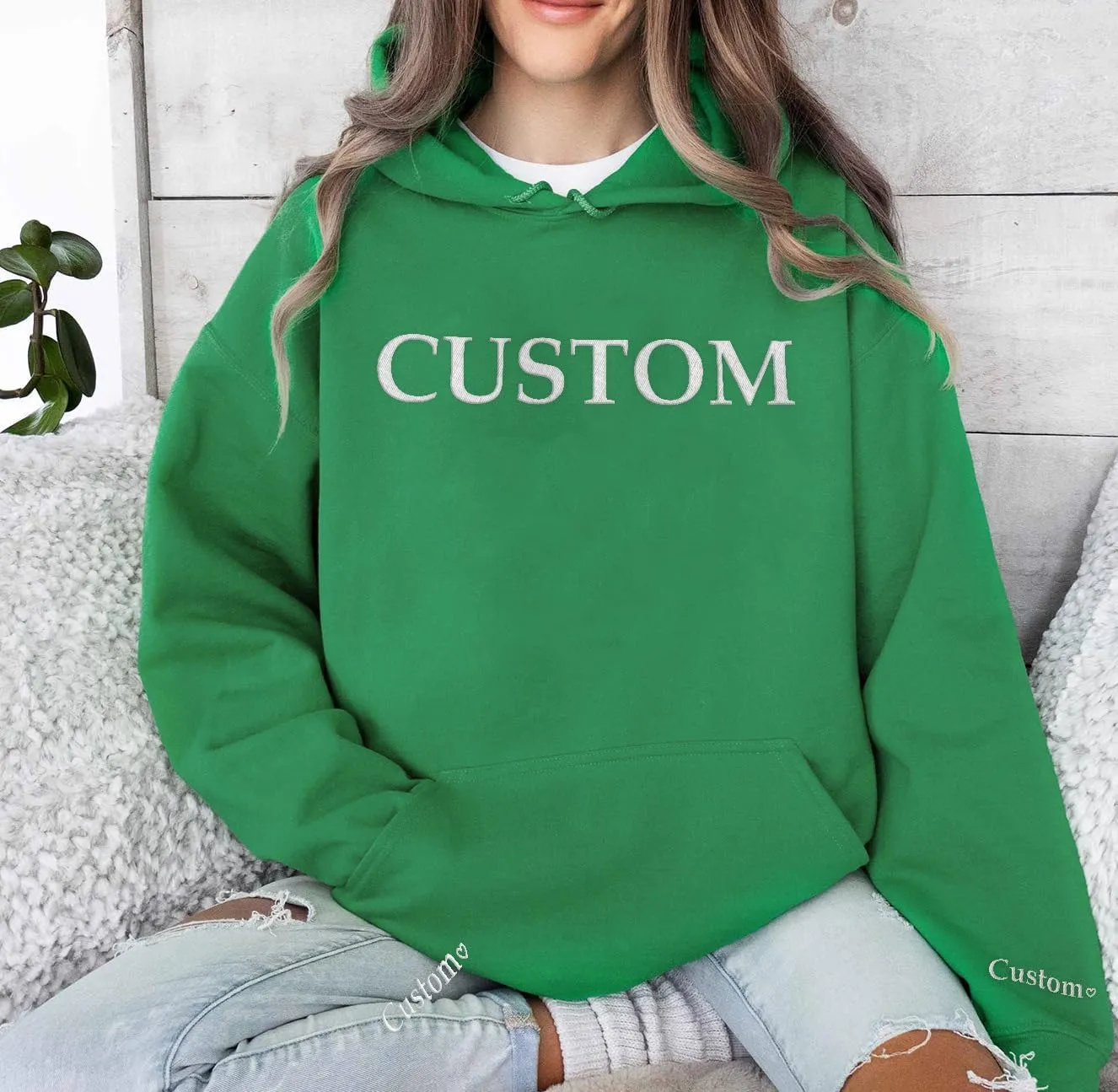 Premium Custom Text Embroidered Hoodie, Oversized Sweatshirts Women, Birthday Gifts Mothers Day- Size S to 4XL