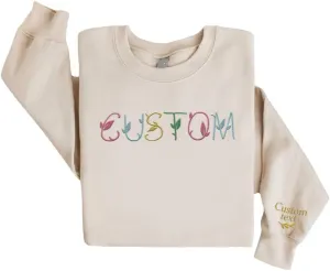 Premium Custom Text Embroidered Hoodie, Oversized Sweatshirts Women, Birthday Gifts Mothers Day- Size S to 4XL