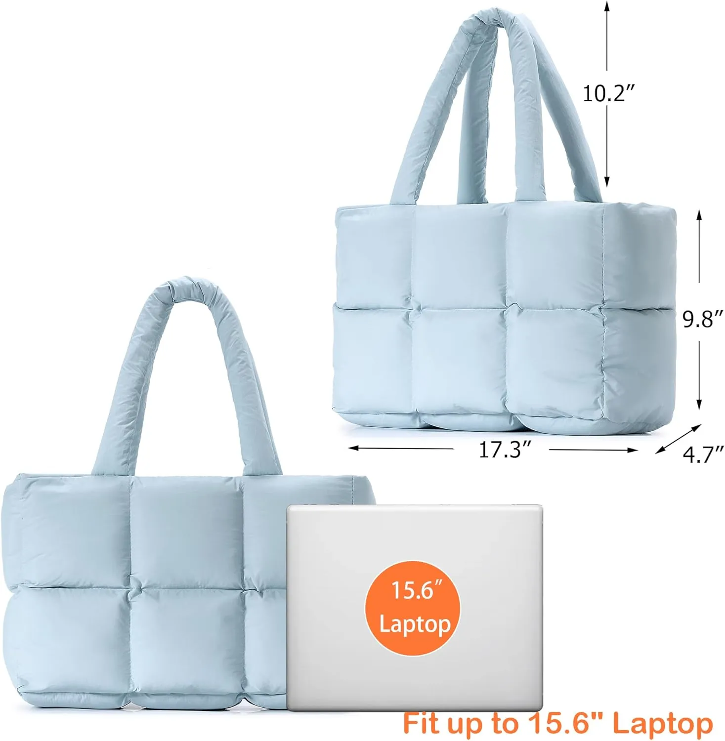 Puffer Tote Bag for Women, Large Quilted Puffy Handbag Lightweight Winter Down Padding Lattice Satchel Purse