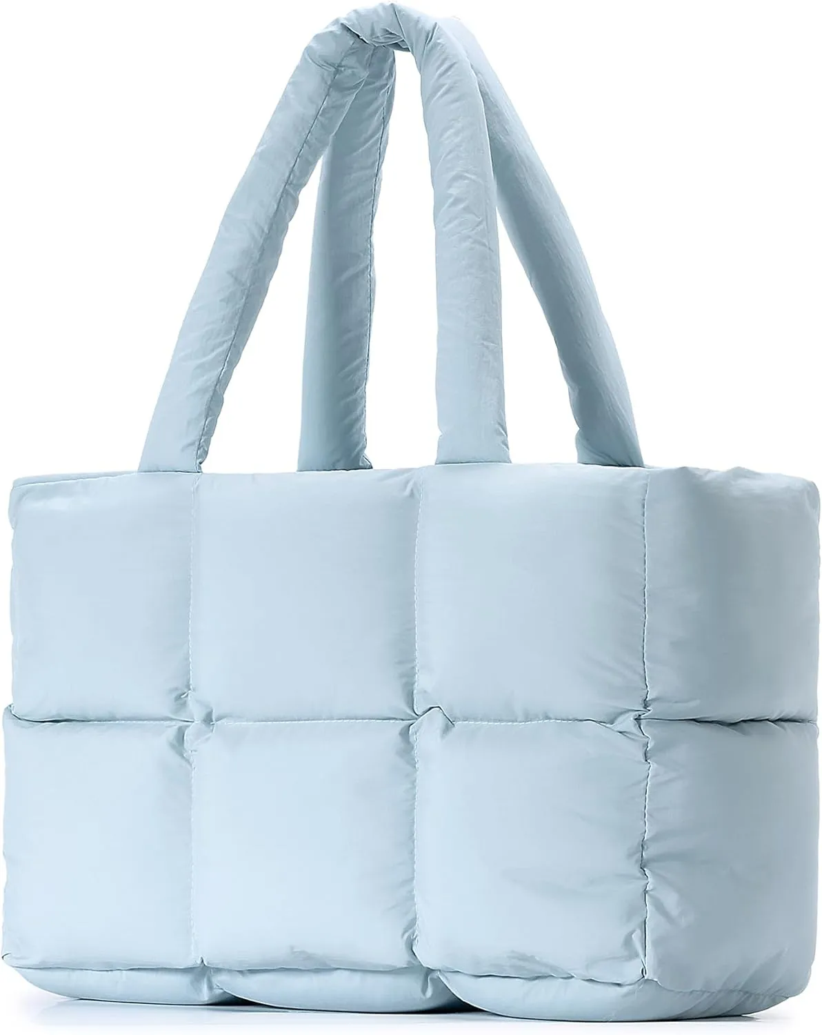 Puffer Tote Bag for Women, Large Quilted Puffy Handbag Lightweight Winter Down Padding Lattice Satchel Purse