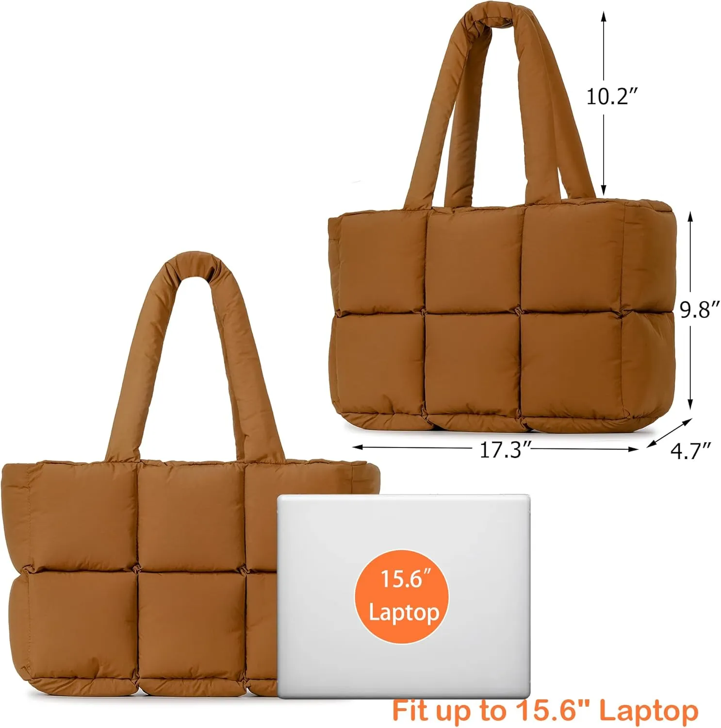 Puffer Tote Bag for Women, Large Quilted Puffy Handbag Lightweight Winter Down Padding Lattice Satchel Purse