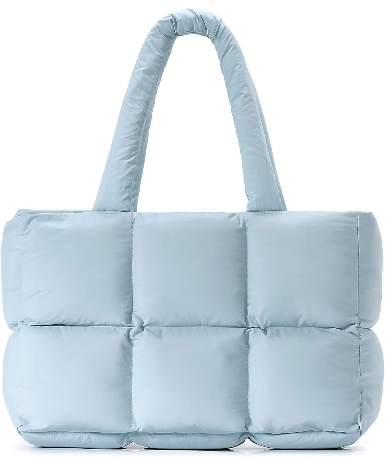 Puffer Tote Bag for Women, Large Quilted Puffy Handbag Lightweight Winter Down Padding Lattice Satchel Purse