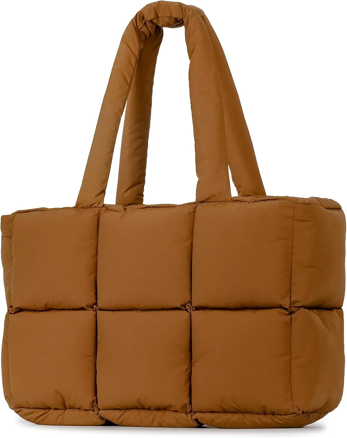 Puffer Tote Bag for Women, Large Quilted Puffy Handbag Lightweight Winter Down Padding Lattice Satchel Purse