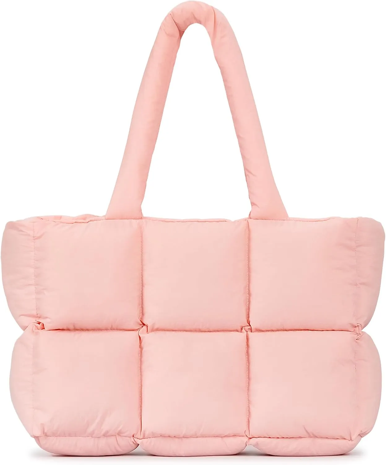 Puffer Tote Bag for Women, Large Quilted Puffy Handbag Lightweight Winter Down Padding Lattice Satchel Purse