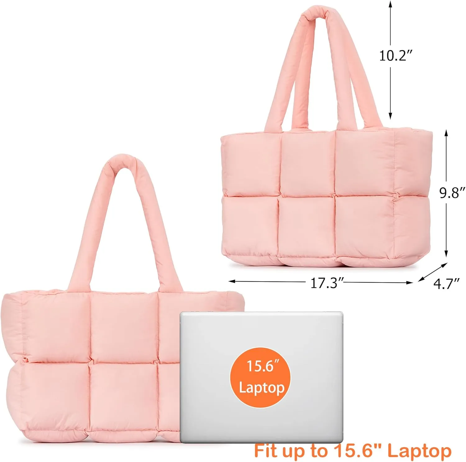 Puffer Tote Bag for Women, Large Quilted Puffy Handbag Lightweight Winter Down Padding Lattice Satchel Purse