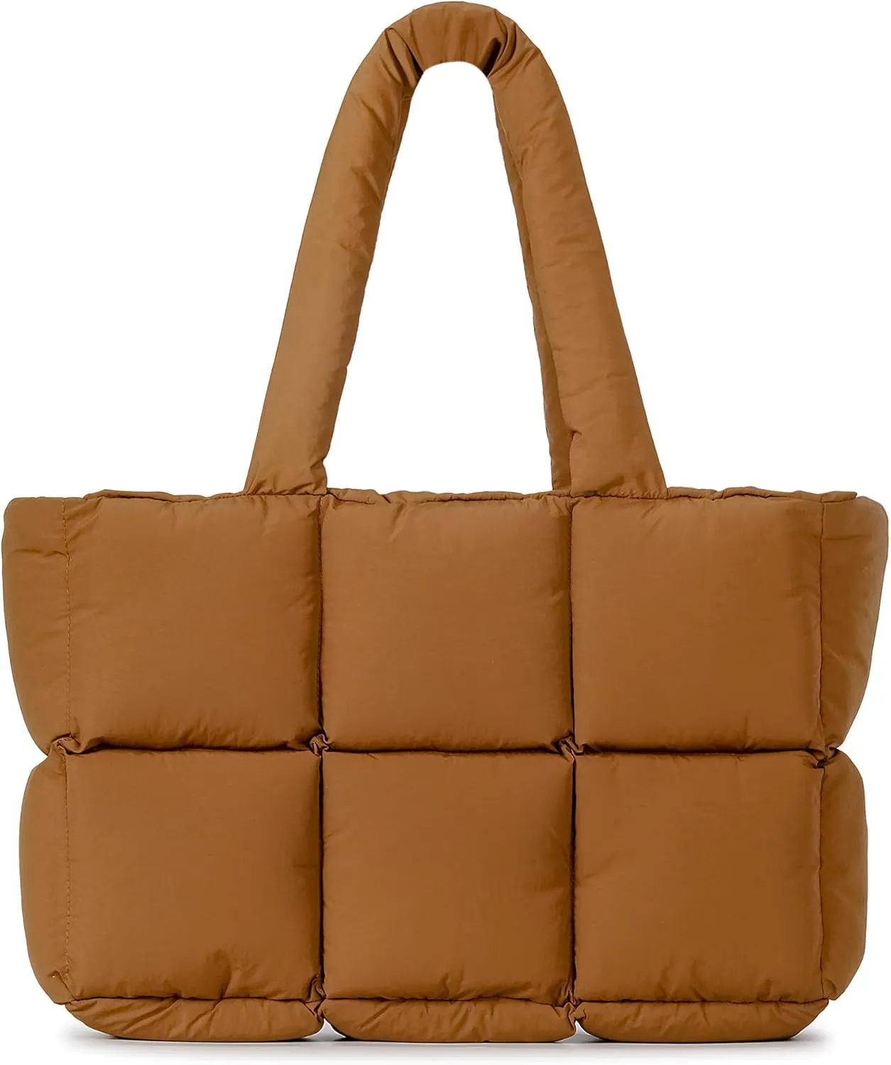 Puffer Tote Bag for Women, Large Quilted Puffy Handbag Lightweight Winter Down Padding Lattice Satchel Purse