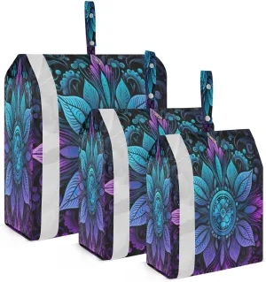 Purple Blue Mandala Compression Packing Cubes 3 Set Travel Packing Cubes for Suitcases Organizer Bags Set for Women Men Travel Luggage