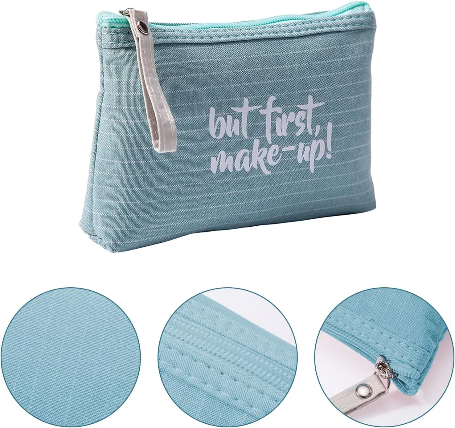 Qikuver Canvas Cosmetic Bags, 2 Pieces Cosmetic Bags for Women, Makeup bag Cute Cosmetic Bag Organizer Small Mini Makeup Pouch for Purse Toiletry Bag