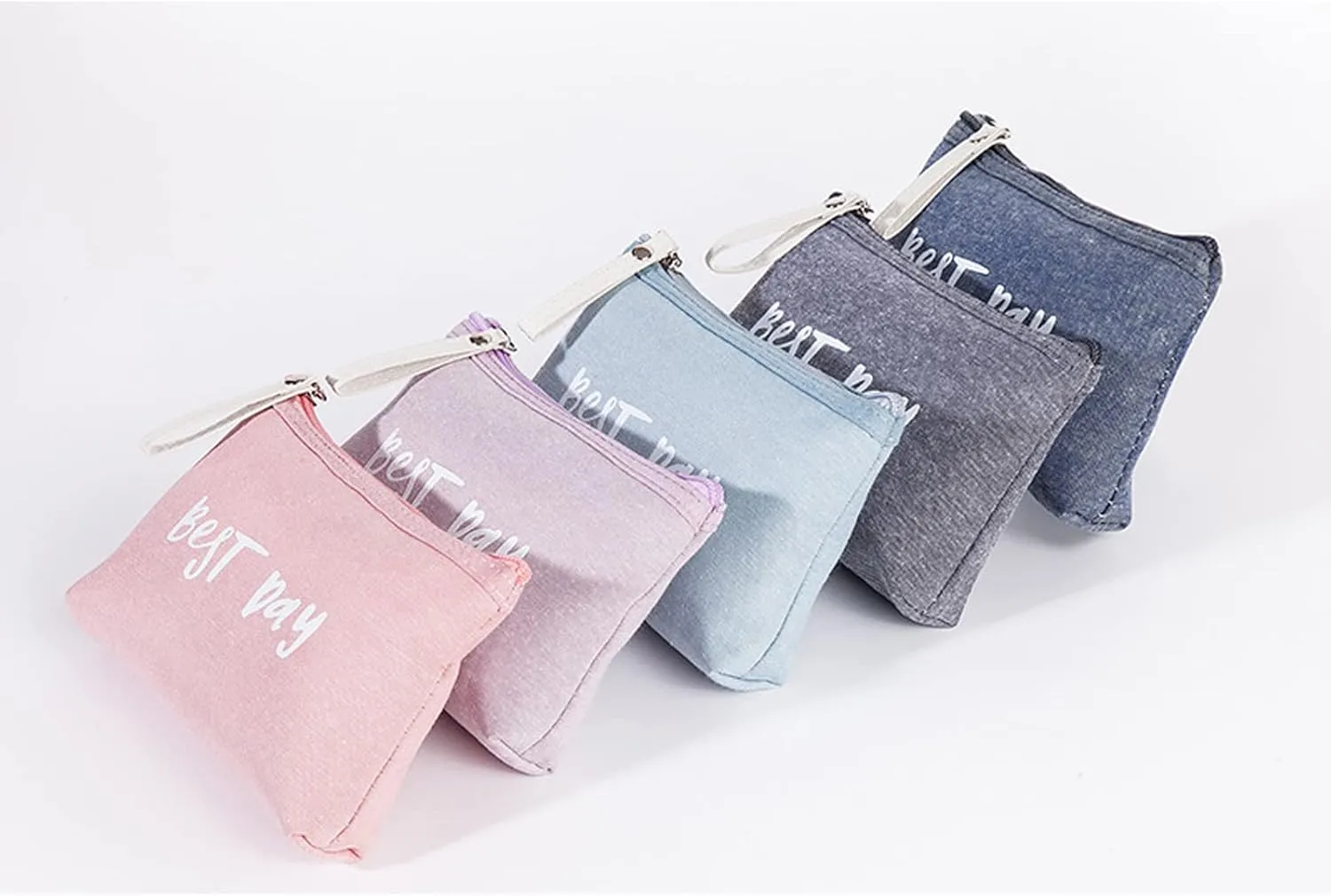 Qikuver Canvas Cosmetic Bags, 2 Pieces Cosmetic Bags for Women, Makeup bag Cute Cosmetic Bag Organizer Small Mini Makeup Pouch for Purse Toiletry Bag