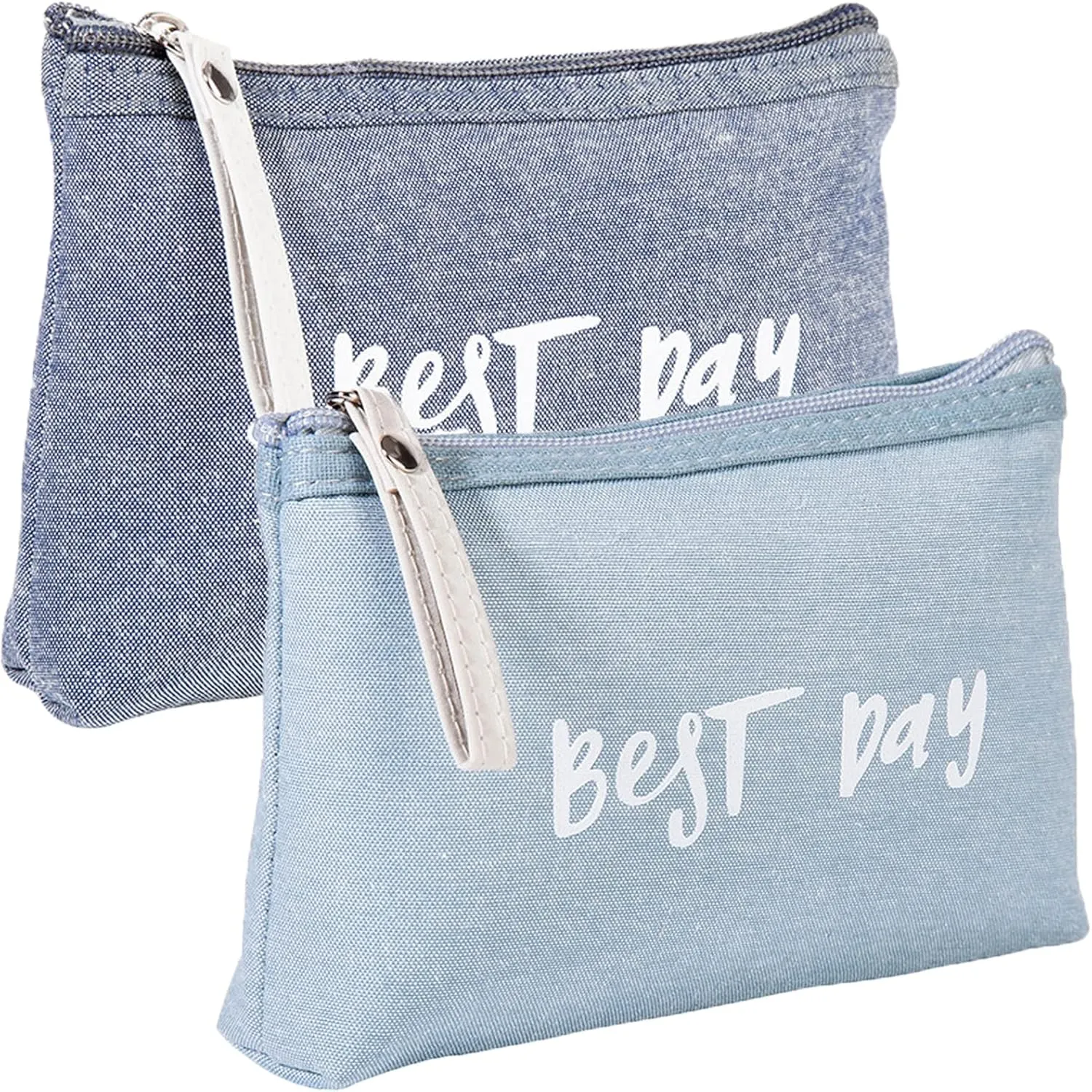 Qikuver Canvas Cosmetic Bags, 2 Pieces Cosmetic Bags for Women, Makeup bag Cute Cosmetic Bag Organizer Small Mini Makeup Pouch for Purse Toiletry Bag