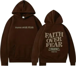 QYZ-Top Faith Over Fear Christian Hoodies Sweatshirt Womens Pullover Y2K Jesus Bible Verse Oversized Religious Sayings Tops
