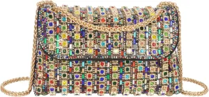 Reberomantic Women Crystal Rhinestones Handbag Chain Evening Clutch Purse Wedding Crossbody Shoulder Bag