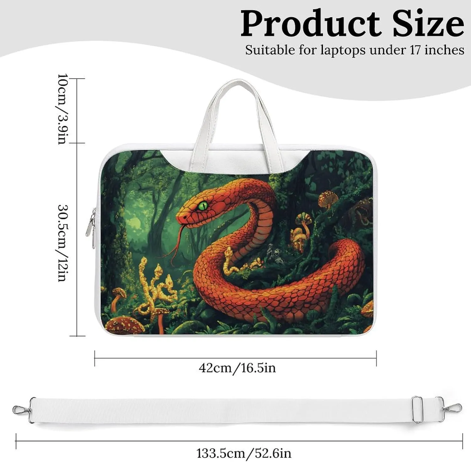 Red Snake Demonic Serpent Leather Bag Laptop Case Slim Water Resistant Computer Bags with Handle Briefcase for Work