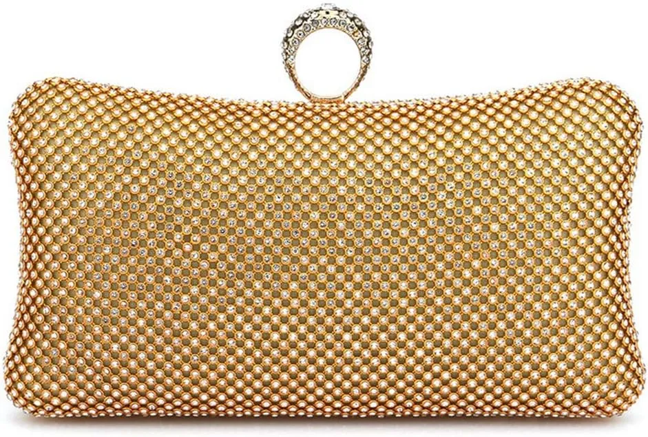 Rhinestones Clutch Purses for Women Pillow Clutch Purses Detachable Chain Handle Evening Purses and Clutches Party Gold
