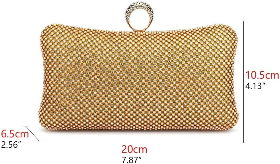 Rhinestones Clutch Purses for Women Pillow Clutch Purses Detachable Chain Handle Evening Purses and Clutches Party Gold