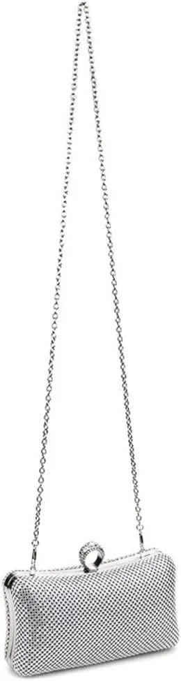 Rhinestones Clutch Purses for Women Pillow Clutch Purses Detachable Chain Handle Evening Purses and Clutches Party Silver