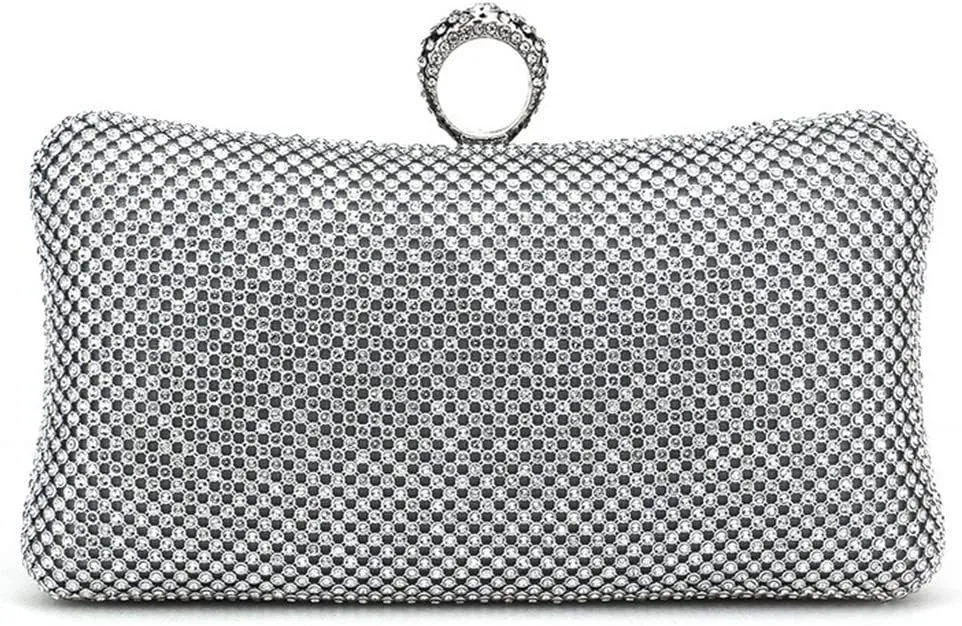 Rhinestones Clutch Purses for Women Pillow Clutch Purses Detachable Chain Handle Evening Purses and Clutches Party Silver