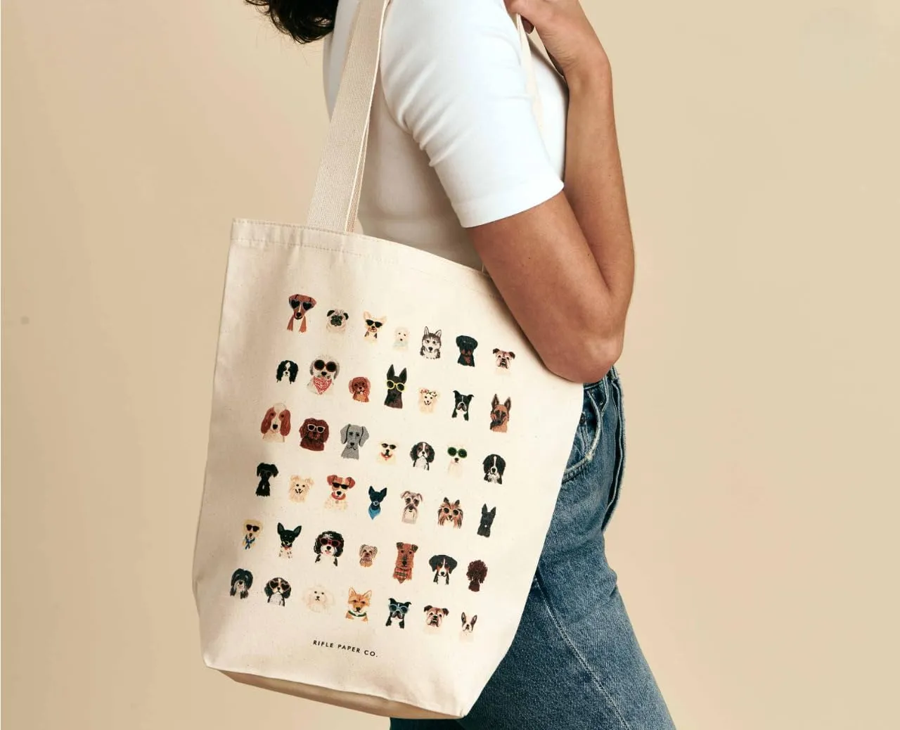 RIFLE PAPER CO. Book Club Canvas Tote Bag for Beach, Gym, & Travel, Shoulder Bag for Women, Reusable Bag, Summer Essentials
