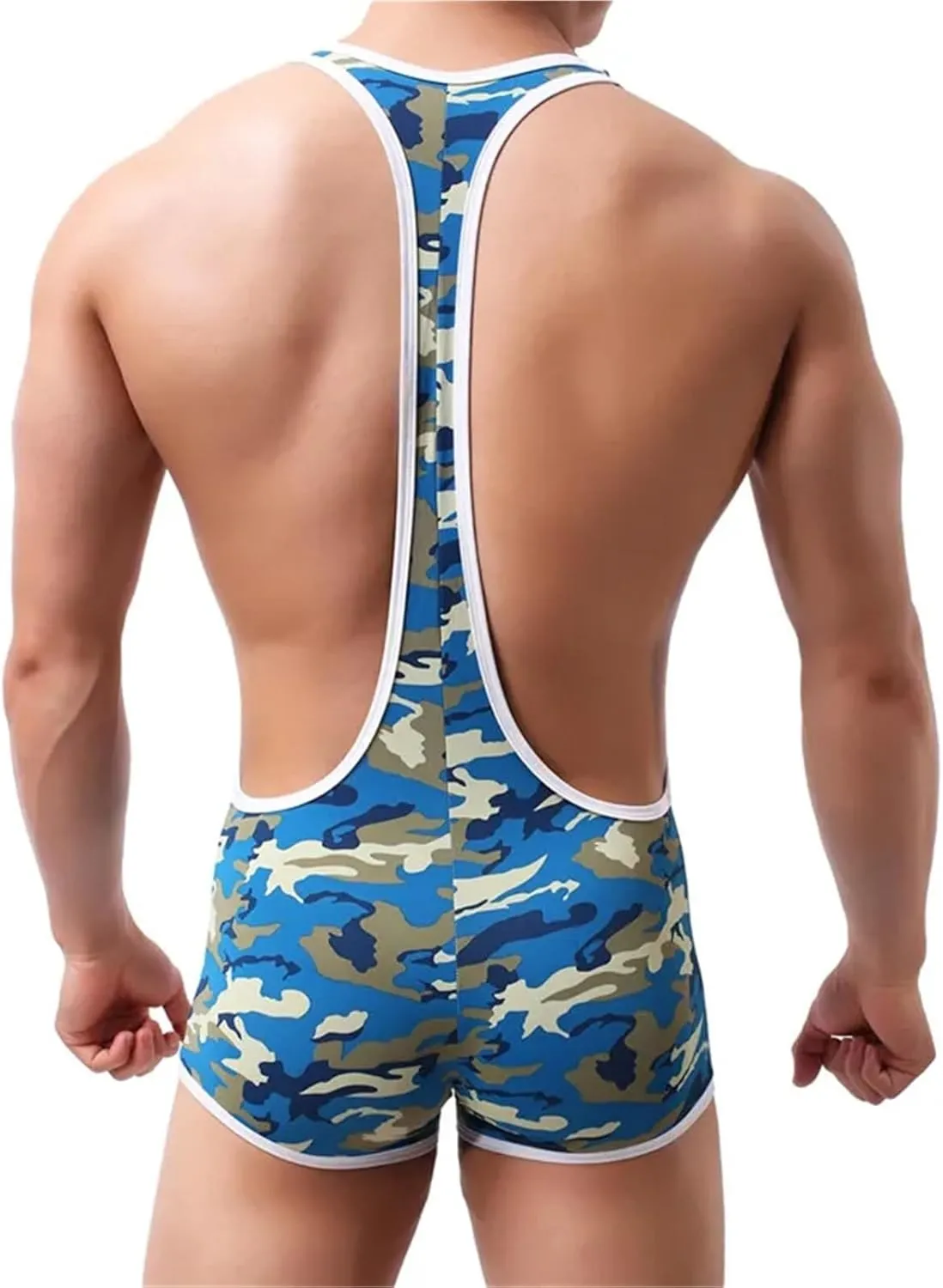 Sexy Mens Undershirts Bodysuits Camo Jumpsuits Wrestling Singlet One-Piece Leotard Overalls Sexy Gay Teddies Underwear