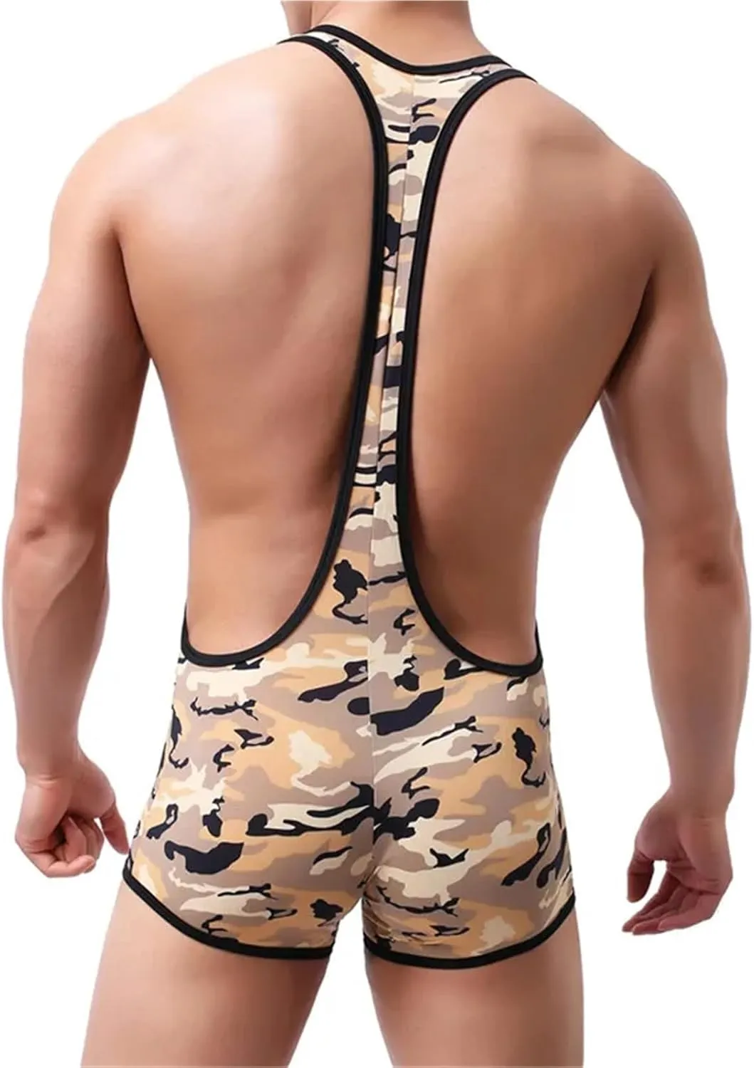 Sexy Mens Undershirts Bodysuits Camo Jumpsuits Wrestling Singlet One-Piece Leotard Overalls Sexy Gay Teddies Underwear