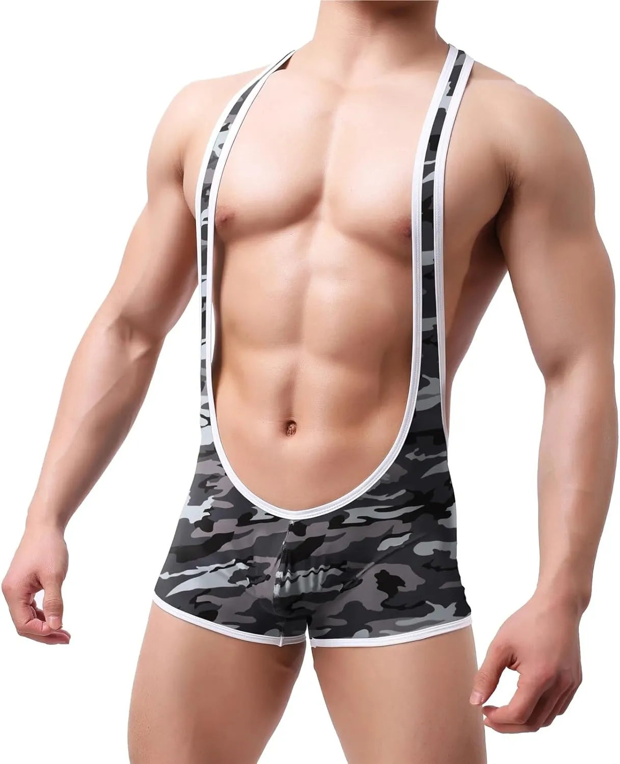 Sexy Mens Undershirts Bodysuits Camo Jumpsuits Wrestling Singlet One-Piece Leotard Overalls Sexy Gay Teddies Underwear