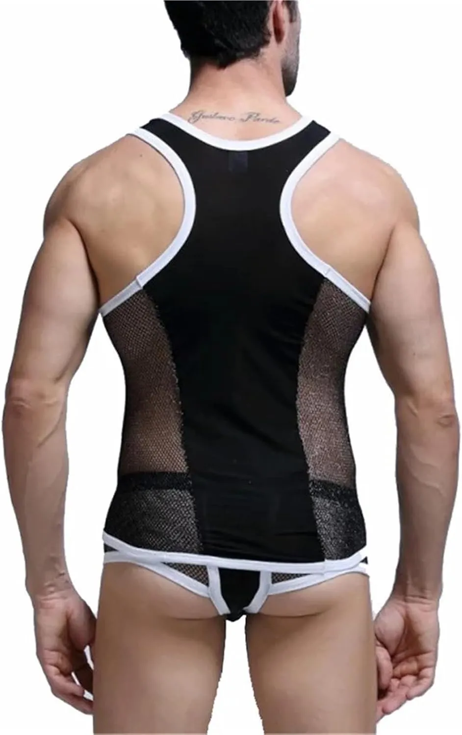 Sexy Mens Undershirts See Through Tank Tops Fitness Sleeveless Mesh Shirts Vests Boxer Shorts Underwear Or Men Clothes Set