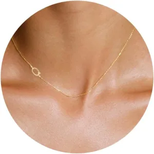 Sideways Initial Necklaces for Women, 14k Gold Plated Initial Necklace Dainty Gold Letter Necklace Simple Gold Choker Necklaces Cute Name Necklaces for Women Trendy Gold Jewelry Gifts