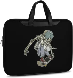 Skull Skateboard Leather Bag Laptop Case Slim Water Resistant Computer Bags with Handle Briefcase for Work