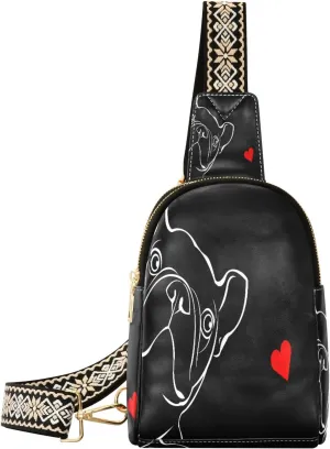 Small Sling Bag Waist Packs Leather Crossbody Packs Chest Bag French Buldog for Women Travel Belt Purse