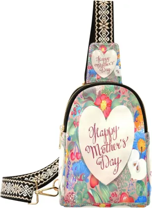 Small Sling Bag Waist Packs Leather Crossbody Packs Chest Bag Happy Mother's Day for Women Travel Belt Purse