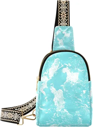 Small Sling Bag Waist Packs Leather Crossbody Packs Chest Bag Painting Pattern for Women Travel Belt Purse