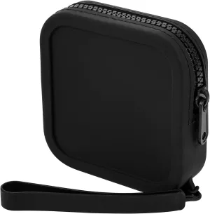 Small Square Portable Silicone Makeup Bag for Women Girls, Small Travel Lovely Waterproof Toiletry Cosmetic Bag, Zipper Closure Organizer Makeup Case with Handle (Black)