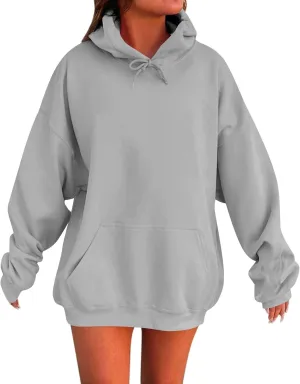 Solid Color Hoodies for Women Oversized Sweatshirts Long Sleeve Drawstring Pullover 2024 Fall Outfits with Pockets