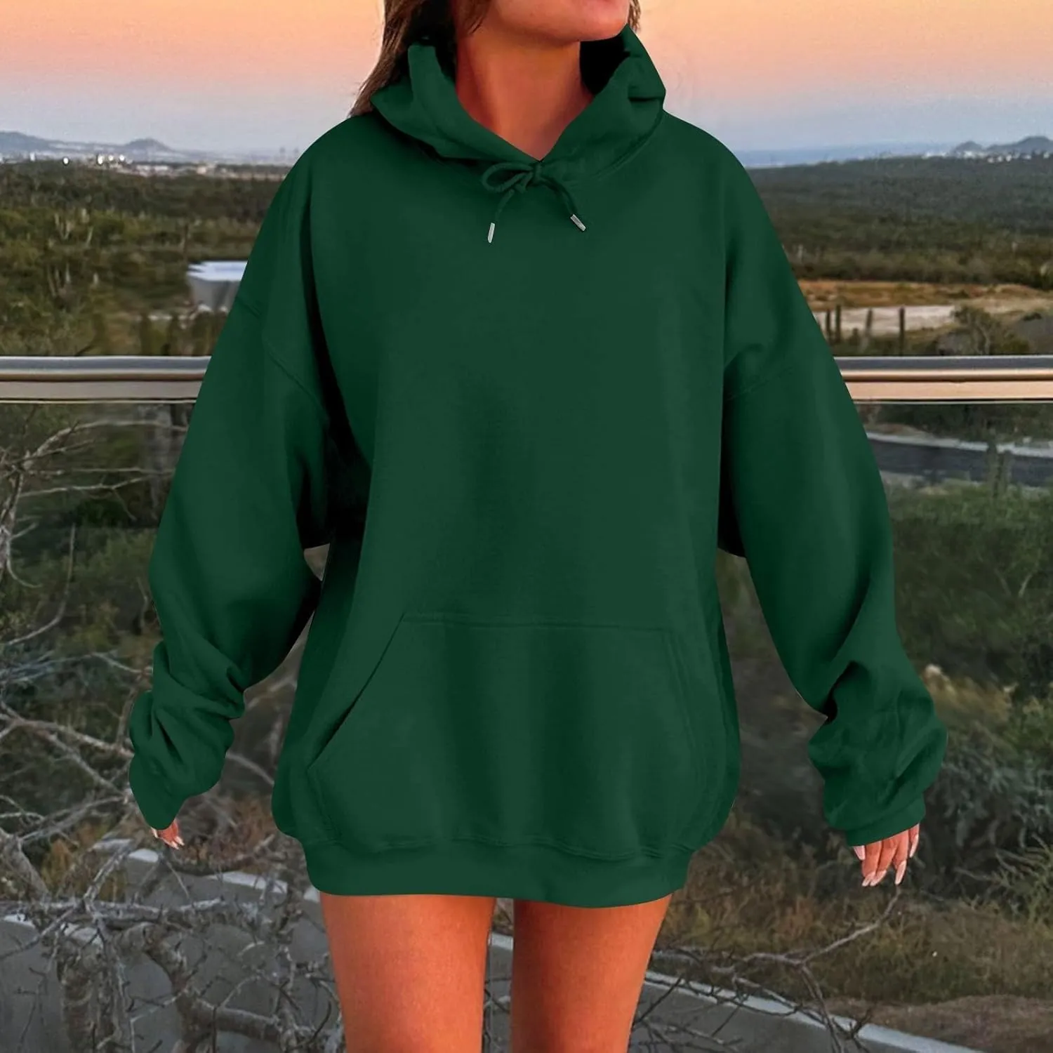 Solid Color Hoodies for Women Oversized Sweatshirts Long Sleeve Drawstring Pullover 2024 Fall Outfits with Pockets