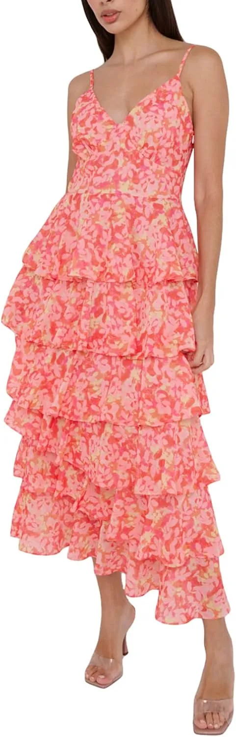 SOLILOQUY Women 2023 Summer Maxi Dresses Floral Print Y2k Tank Cami Dress Trendy Boho Beach Satin Long Sundress