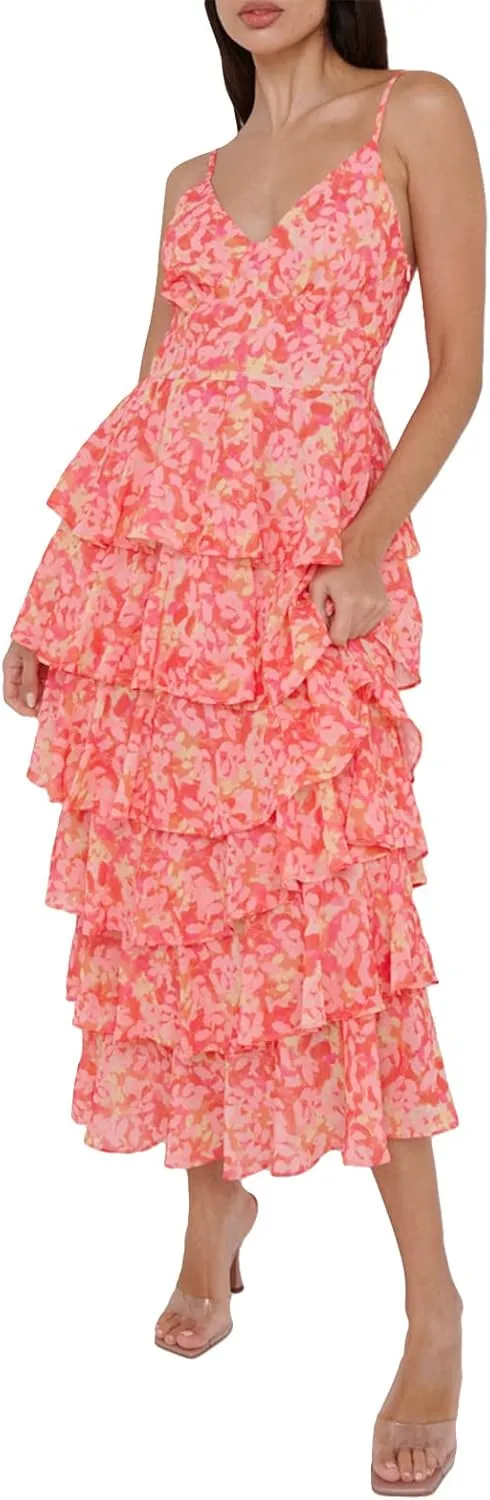 SOLILOQUY Women 2023 Summer Maxi Dresses Floral Print Y2k Tank Cami Dress Trendy Boho Beach Satin Long Sundress