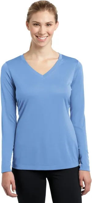 Sport-Tek Ladies Long Sleeve PosiCharge Competitor V-Neck Tee. LST353LS - Black