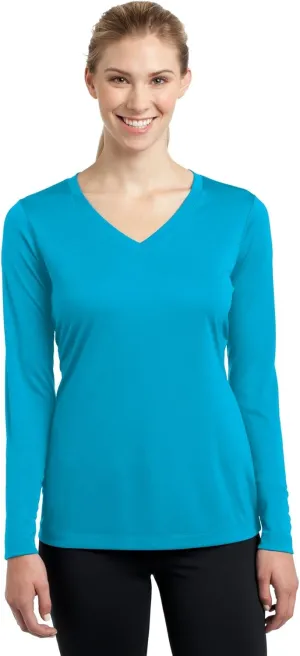 Sport-Tek Ladies Long Sleeve PosiCharge Competitor V-Neck Tee. LST353LS - Black