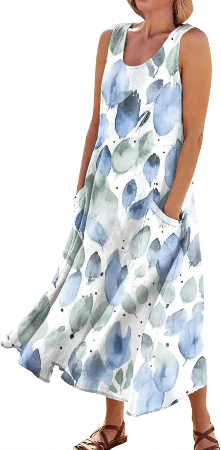 Spring Dresses Women Maxi Dress Loose Sleeveless Dresses Women Casual Spring Summer Cute