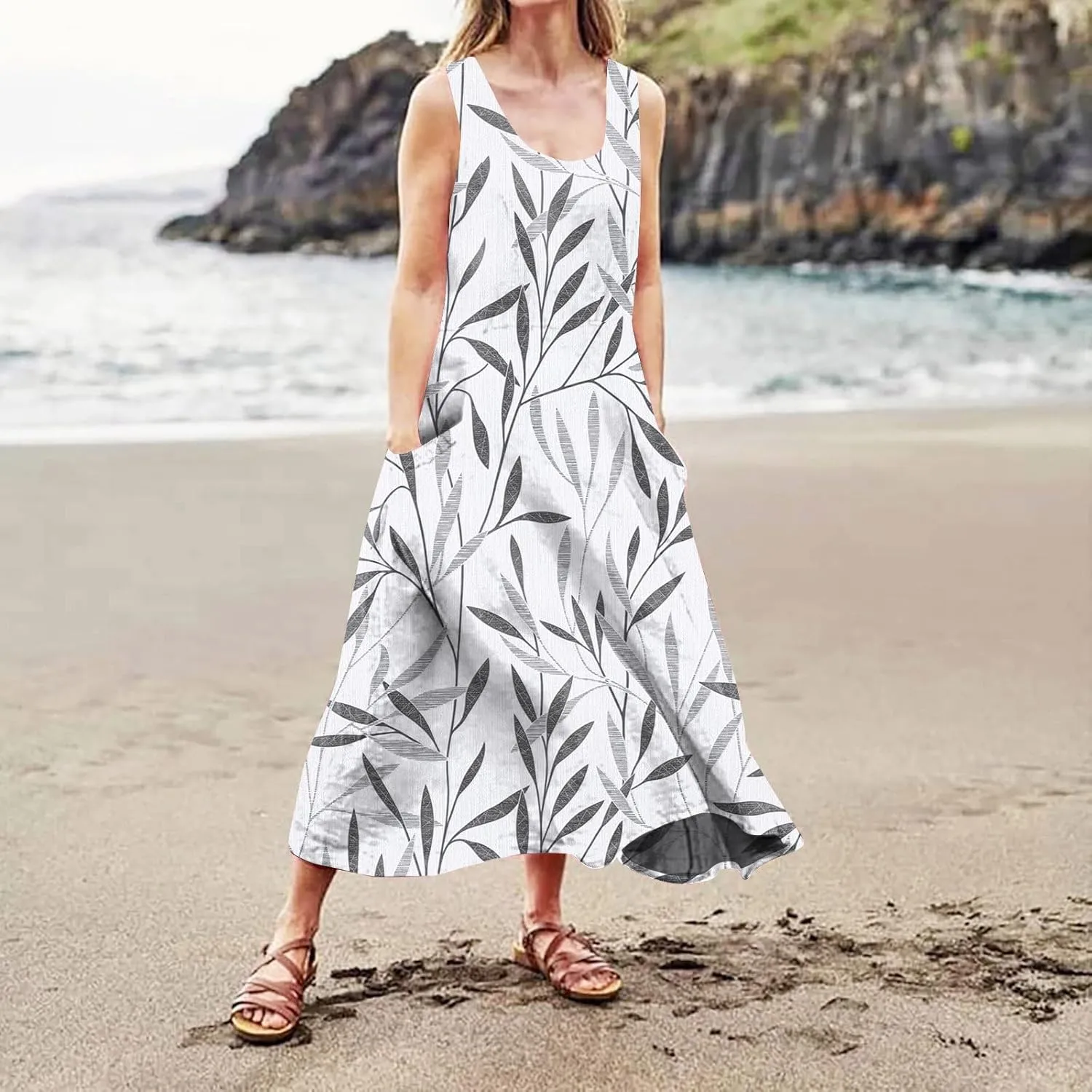 Spring Dresses Women Maxi Dress Loose Sleeveless Dresses Women Casual Spring Summer Cute