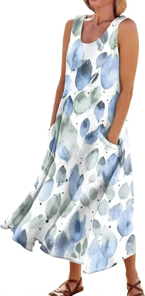 Spring Dresses Women Maxi Dress Loose Sleeveless Dresses Women Casual Spring Summer Cute