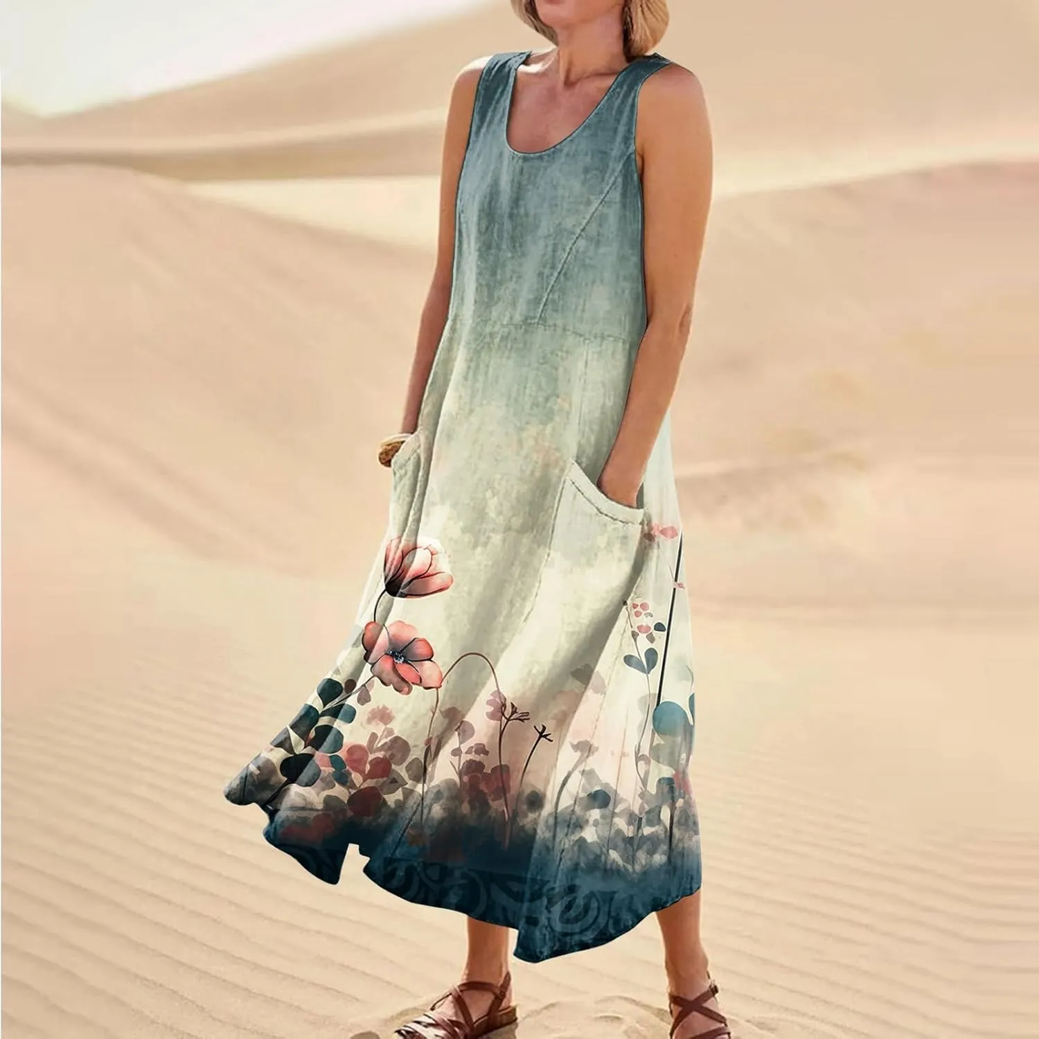 Spring Dresses Women Maxi Dress Loose Sleeveless Dresses Women Casual Spring Summer Cute