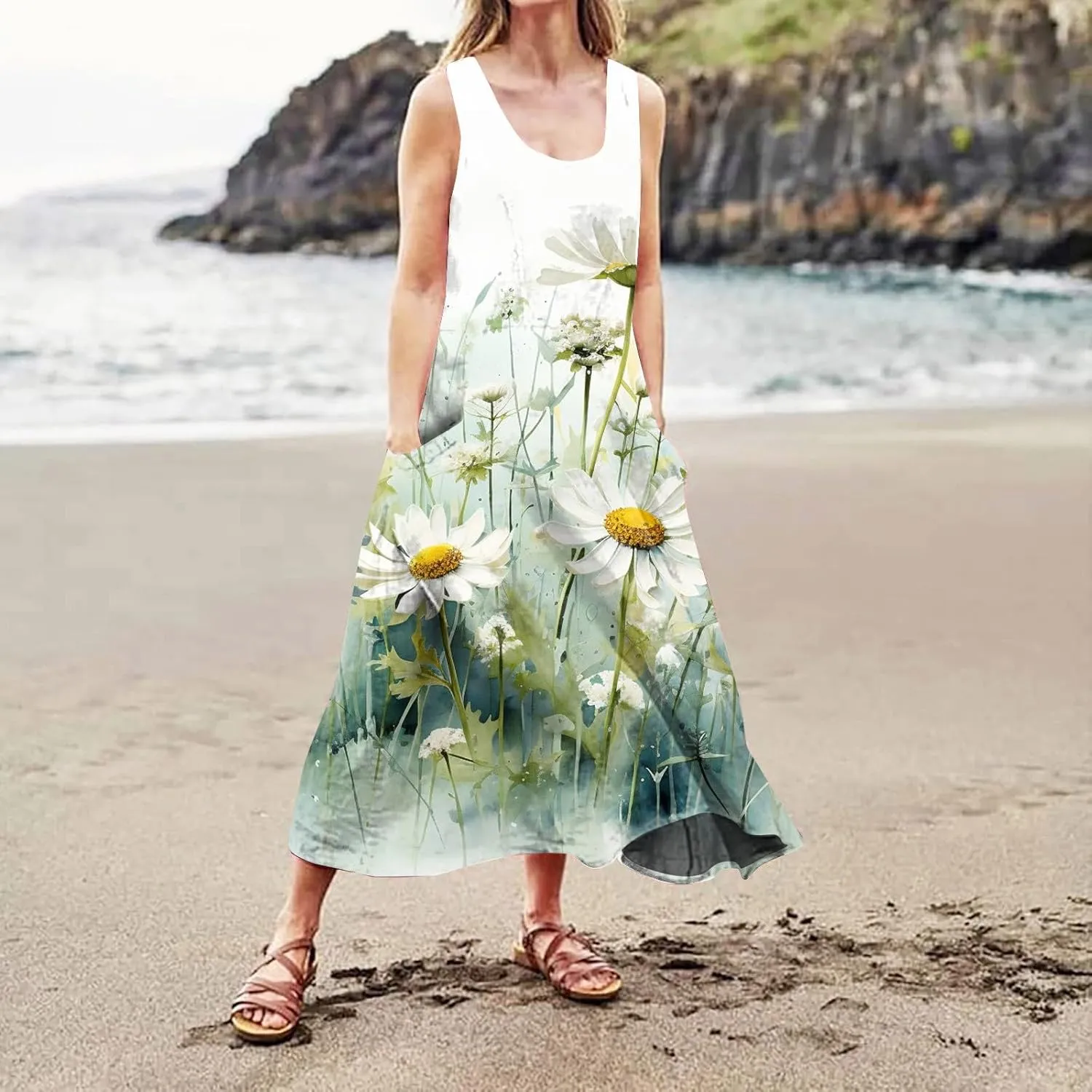 Spring Dresses Women Maxi Dress Loose Sleeveless Dresses Women Casual Spring Summer Cute
