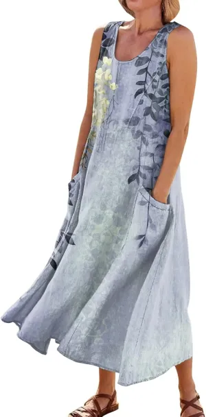 Spring Dresses Women Maxi Dress Loose Sleeveless Dresses Women Casual Spring Summer Cute