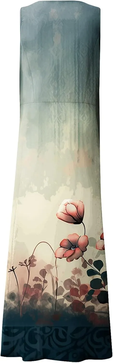 Spring Dresses Women Maxi Dress Loose Sleeveless Dresses Women Casual Spring Summer Cute
