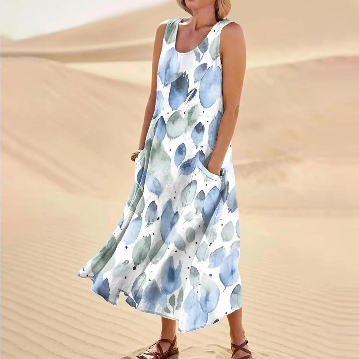 Spring Dresses Women Maxi Dress Loose Sleeveless Dresses Women Casual Spring Summer Cute