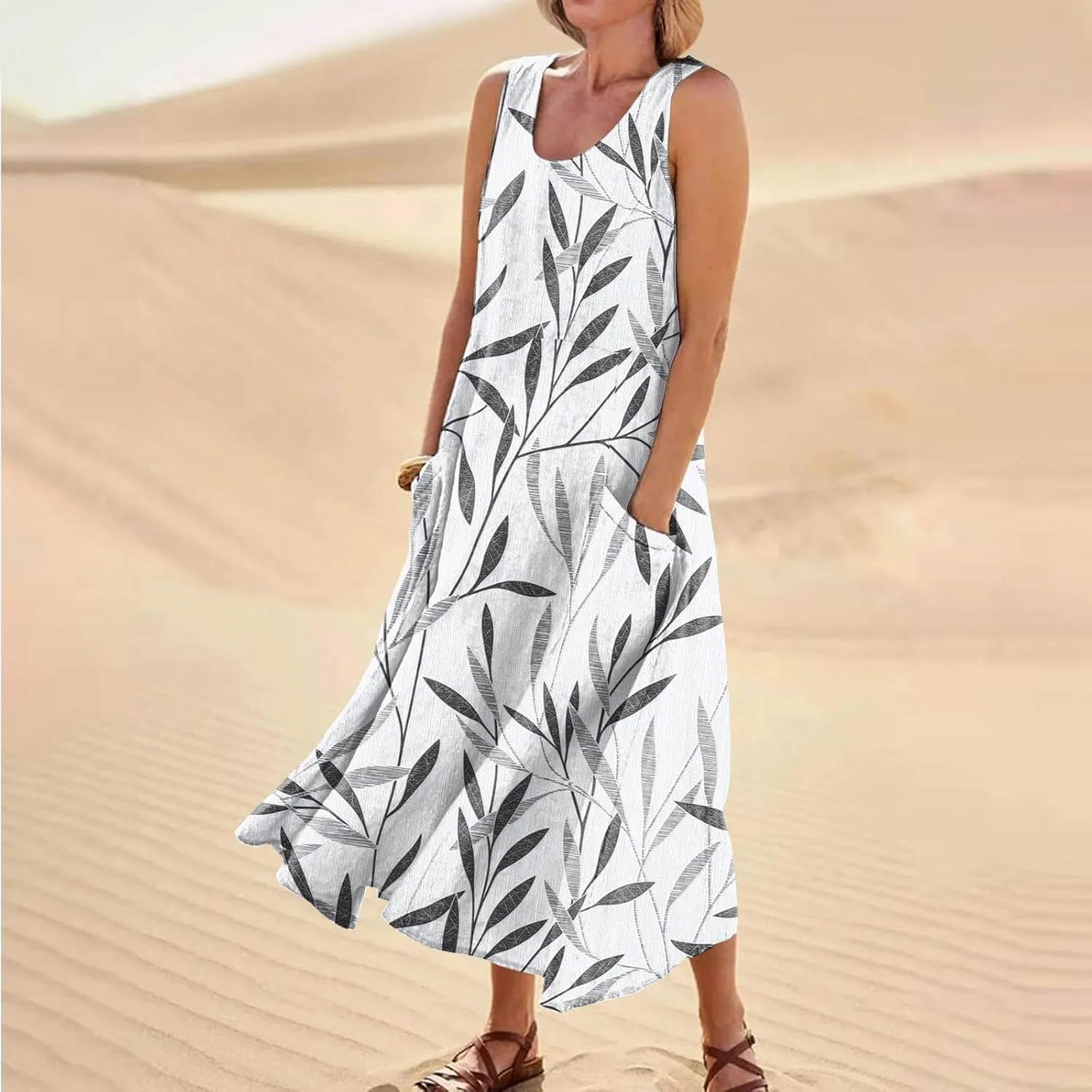 Spring Dresses Women Maxi Dress Loose Sleeveless Dresses Women Casual Spring Summer Cute