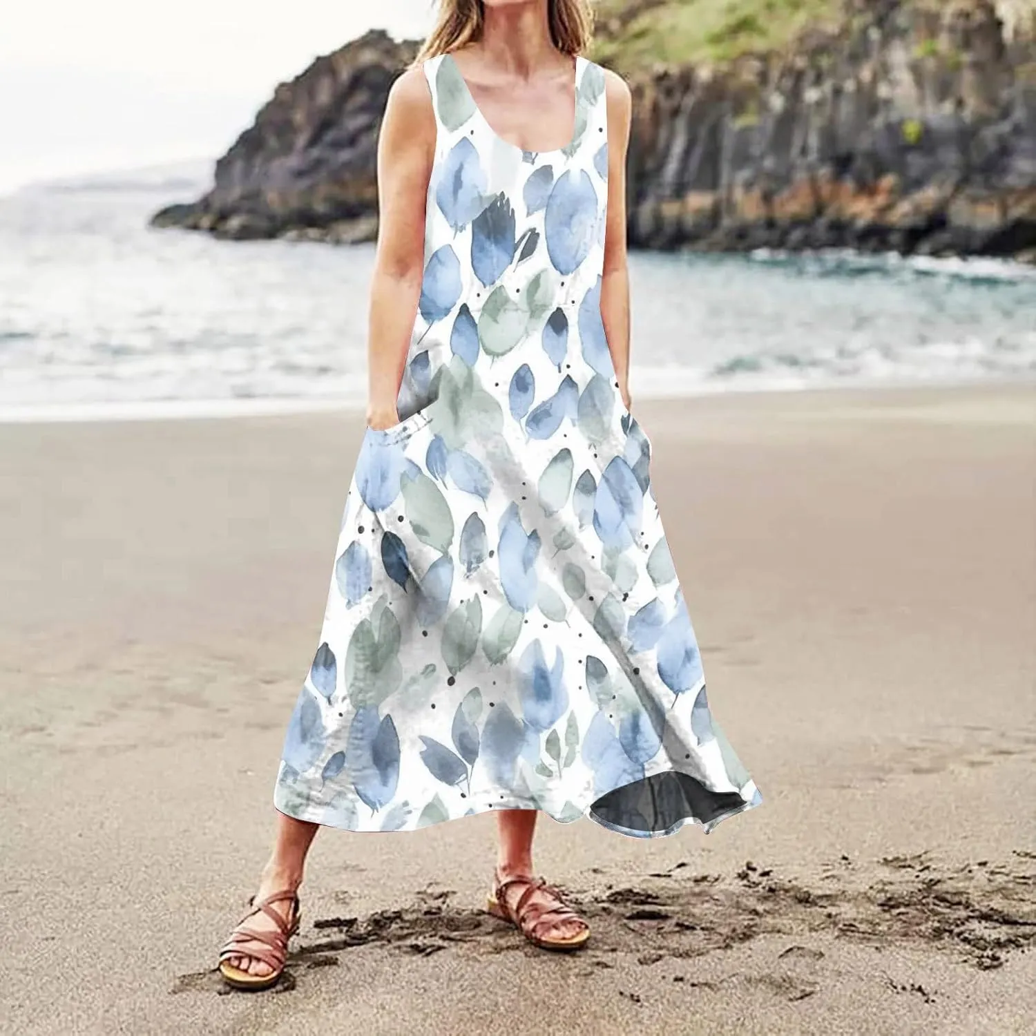 Spring Dresses Women Maxi Dress Loose Sleeveless Dresses Women Casual Spring Summer Cute