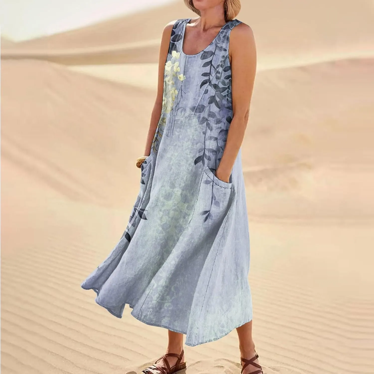 Spring Dresses Women Maxi Dress Loose Sleeveless Dresses Women Casual Spring Summer Cute
